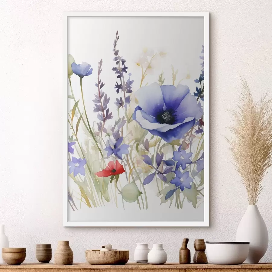 Papier peint Fleurs de pavot et de lavande f46887