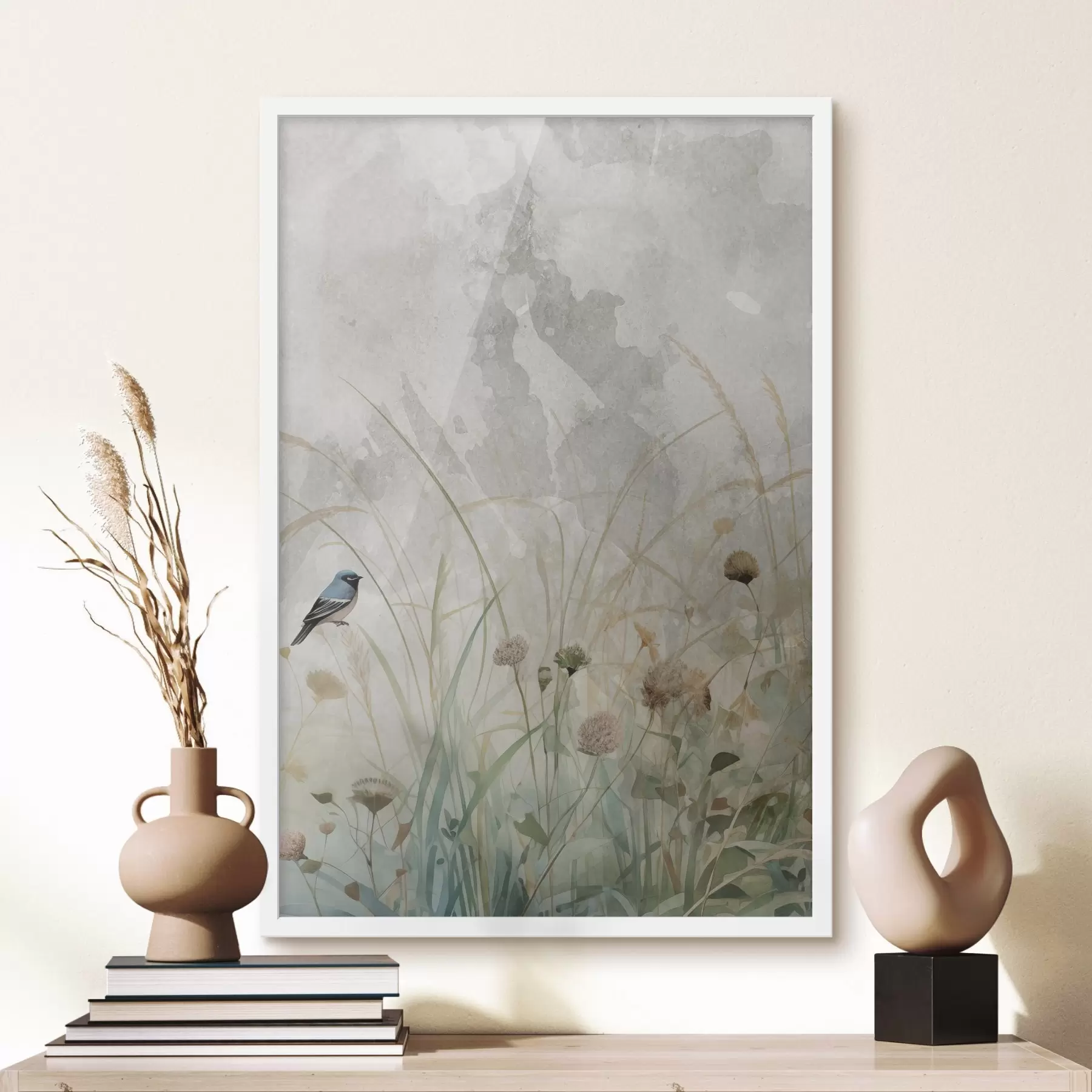 Papier peint Oiseau sur des fleurs sauvages f46889