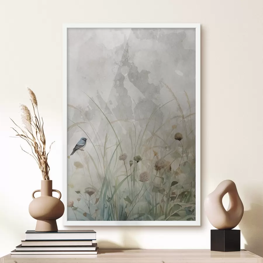 Papier peint Oiseau sur des fleurs sauvages f46889