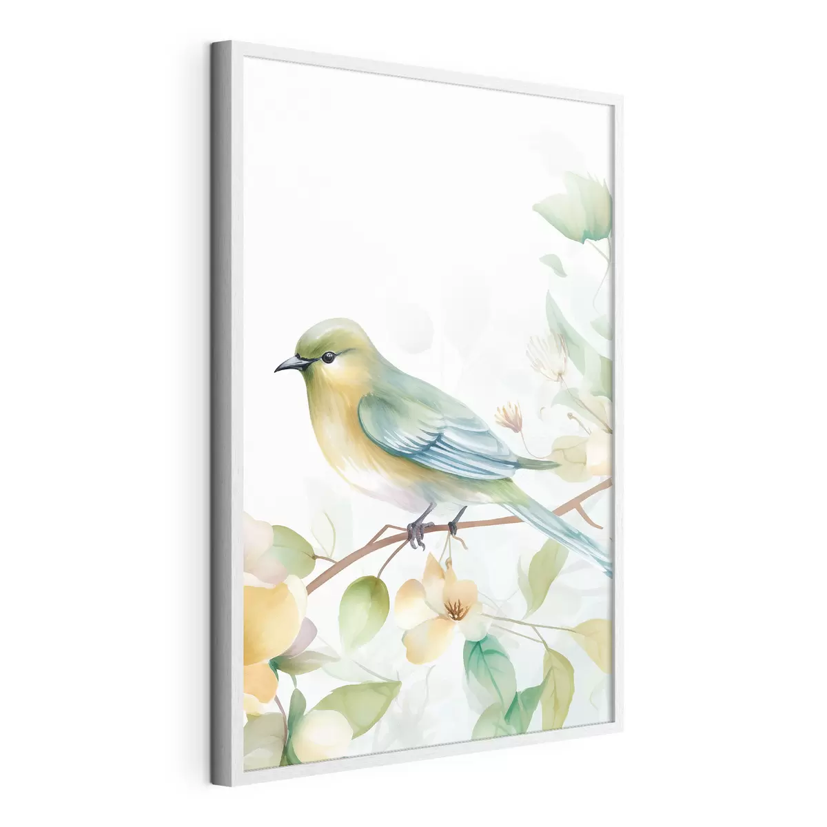 Poster Mésange sur une branche, imitation aquarelle f46892