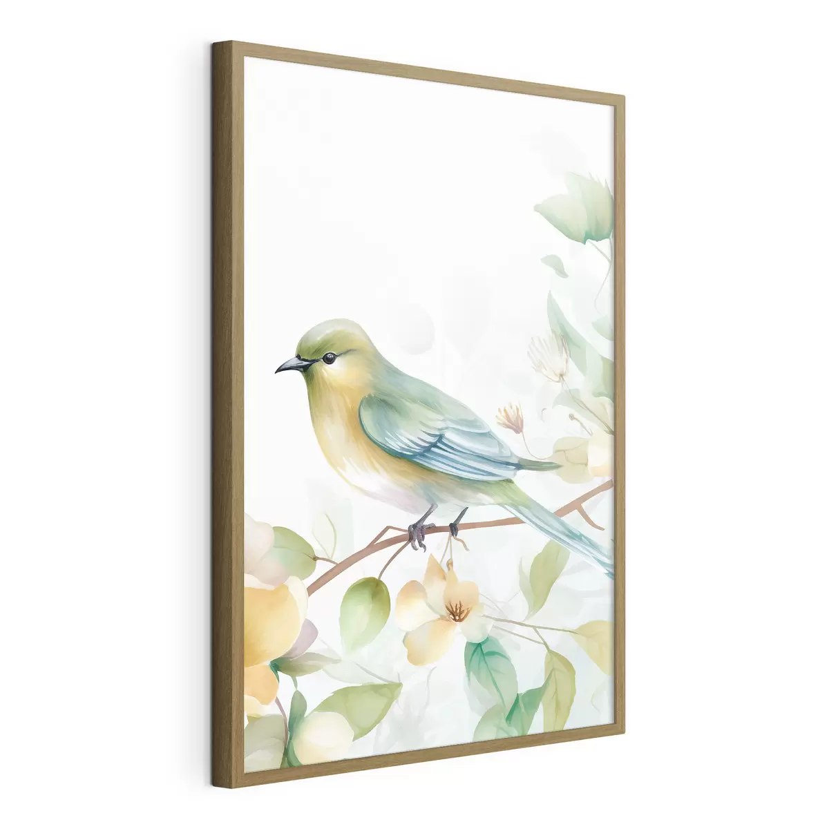 Poster Mésange sur une branche, imitation aquarelle f46892