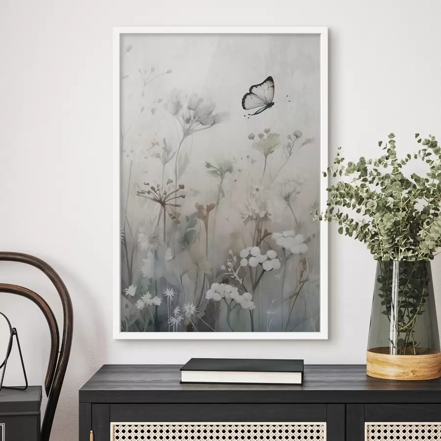 Papier peint Papillon sur fond de fleurs sauvages f46897