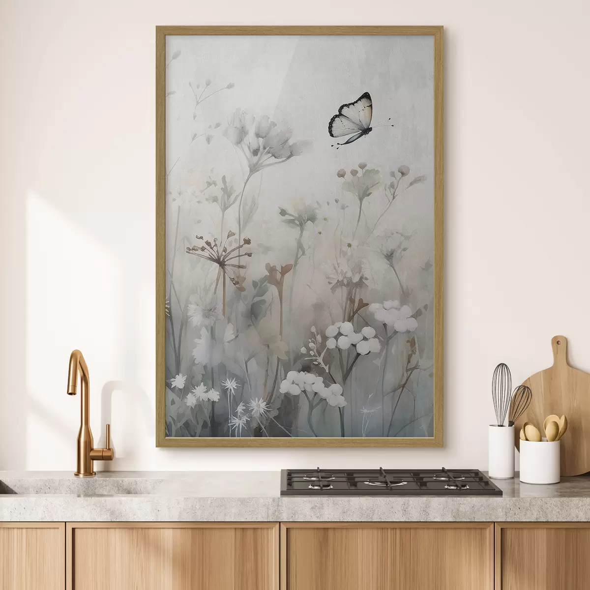 Poster Papillon sur fond de fleurs sauvages f46897