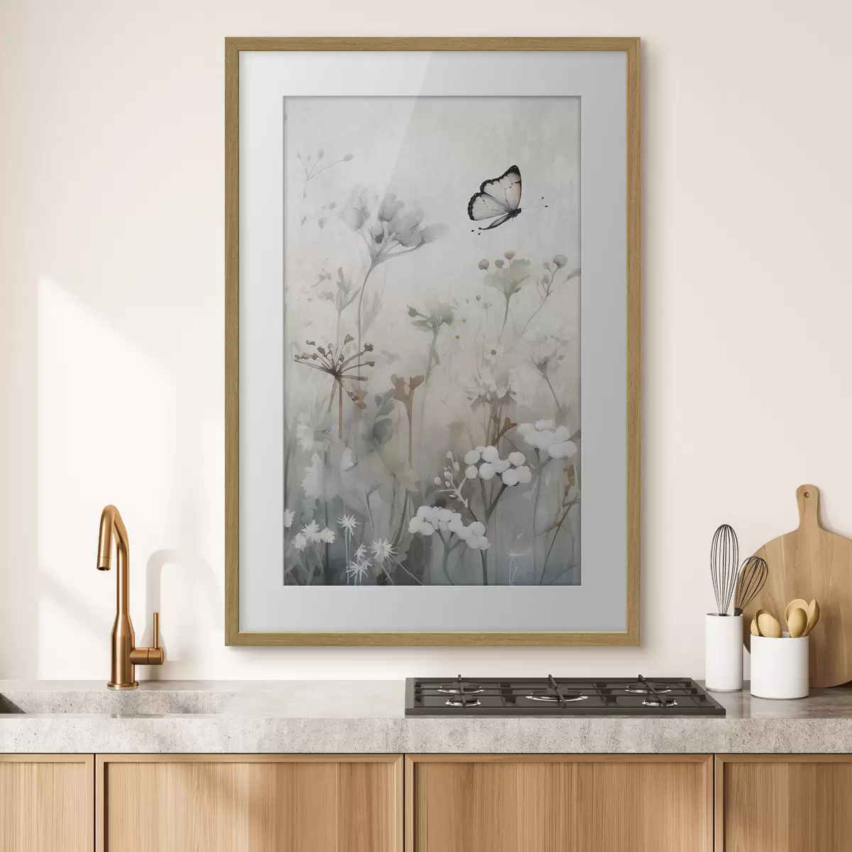 Poster Papillon sur fond de fleurs sauvages f46897
