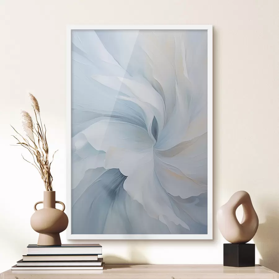 Papier peint Résumé : pétales délicats et translucides tourbillonnant vers l'intérieur, avec un éclairage doux et une texture picturale. f47437