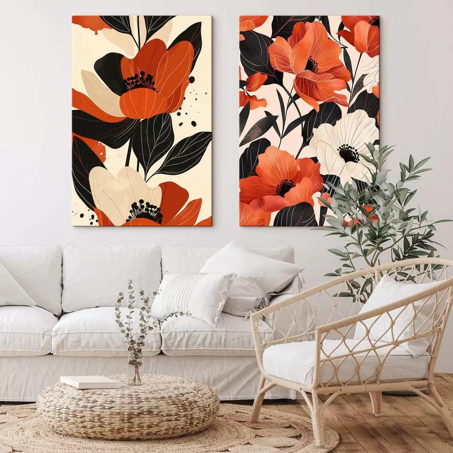 Tableau Composition florale aux tons chauds m01228