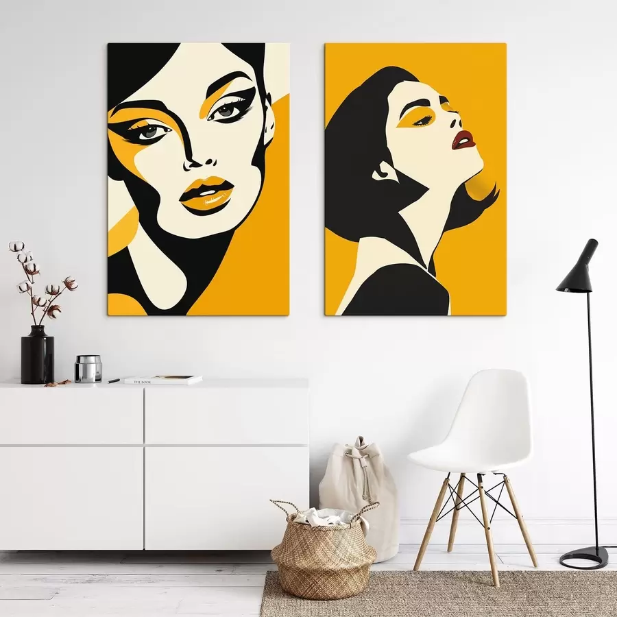 Tableau Portrait féminin dans les tons jaunes m01229