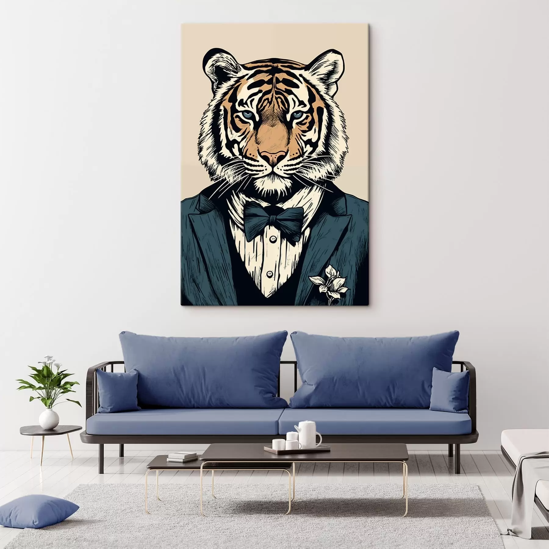 Tableau Tigre en costume s47483