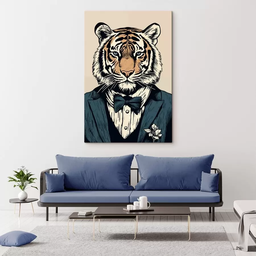 Tableau Tigre en costume s47483