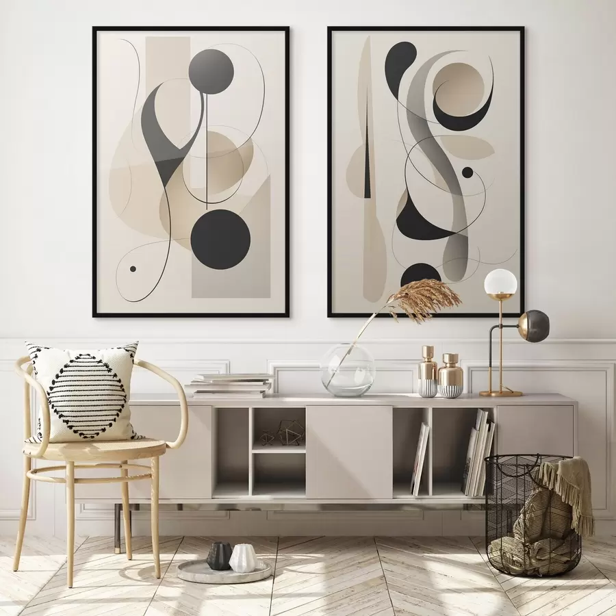 Papier peint Composition abstraite avec des courbes et des formes d00538