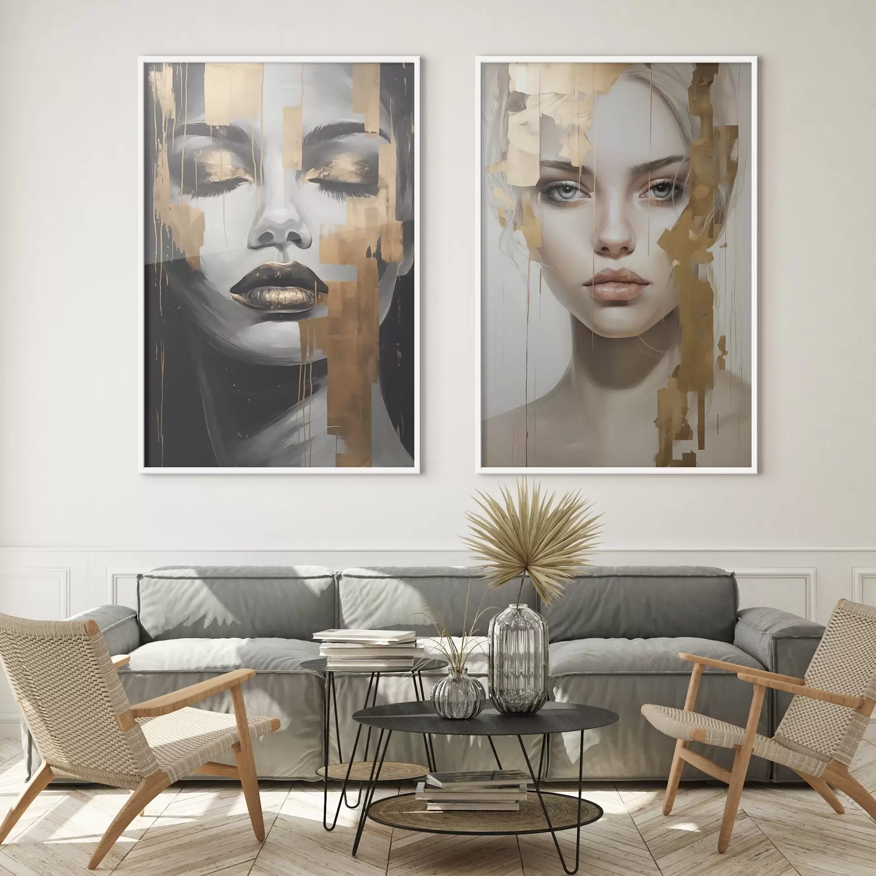 Papier peint Portrait de femme en noir et blanc d00544