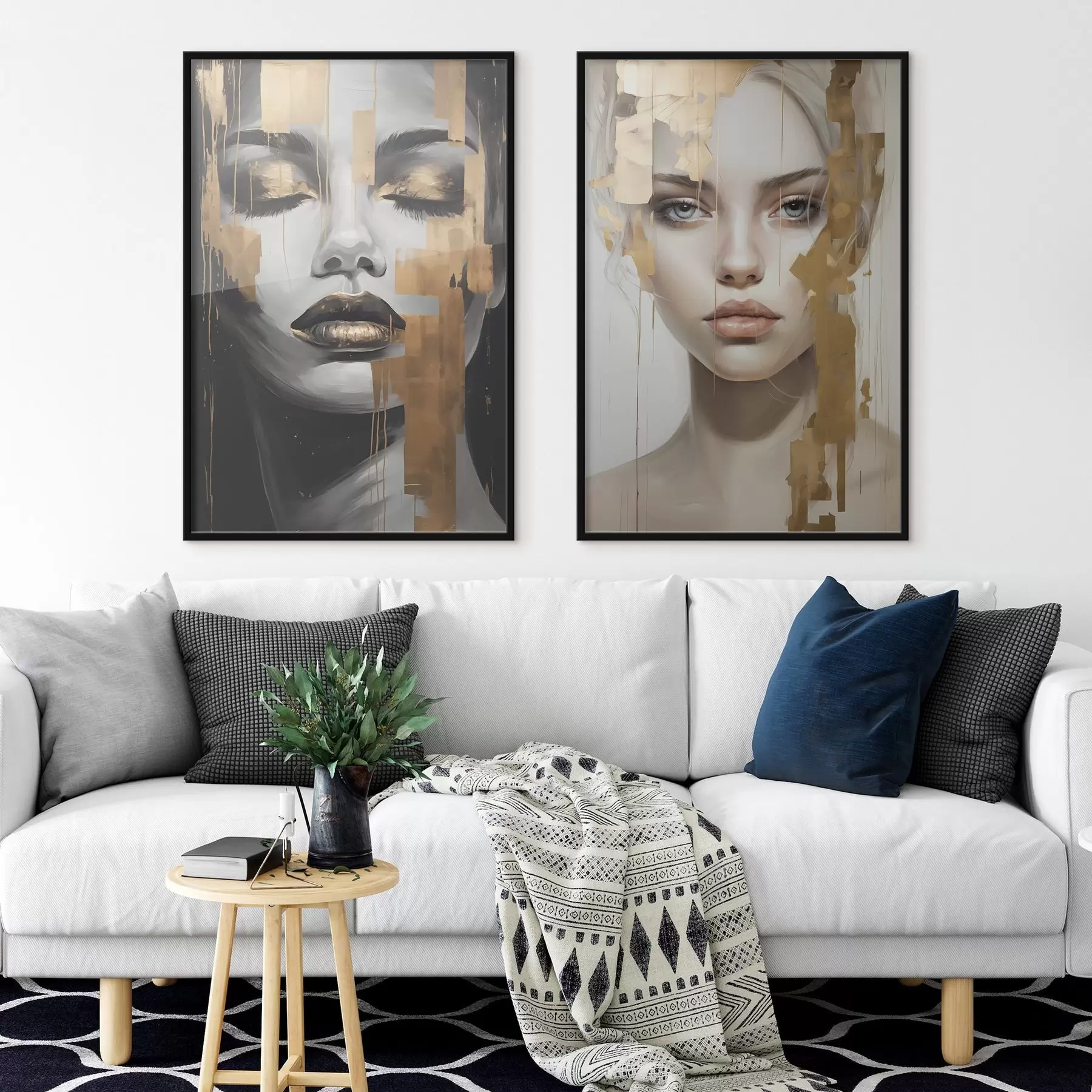 Papier peint Portrait de femme en noir et blanc d00544