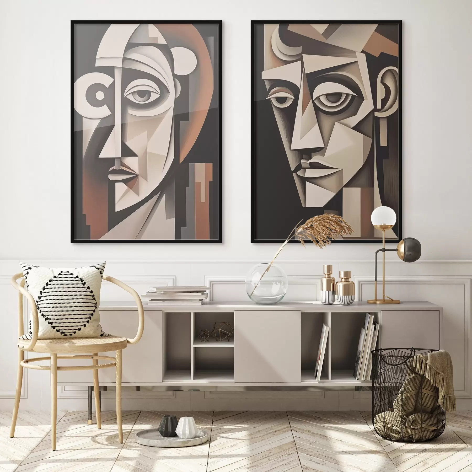 Papier peint Portraits abstraits de style cubiste d00550