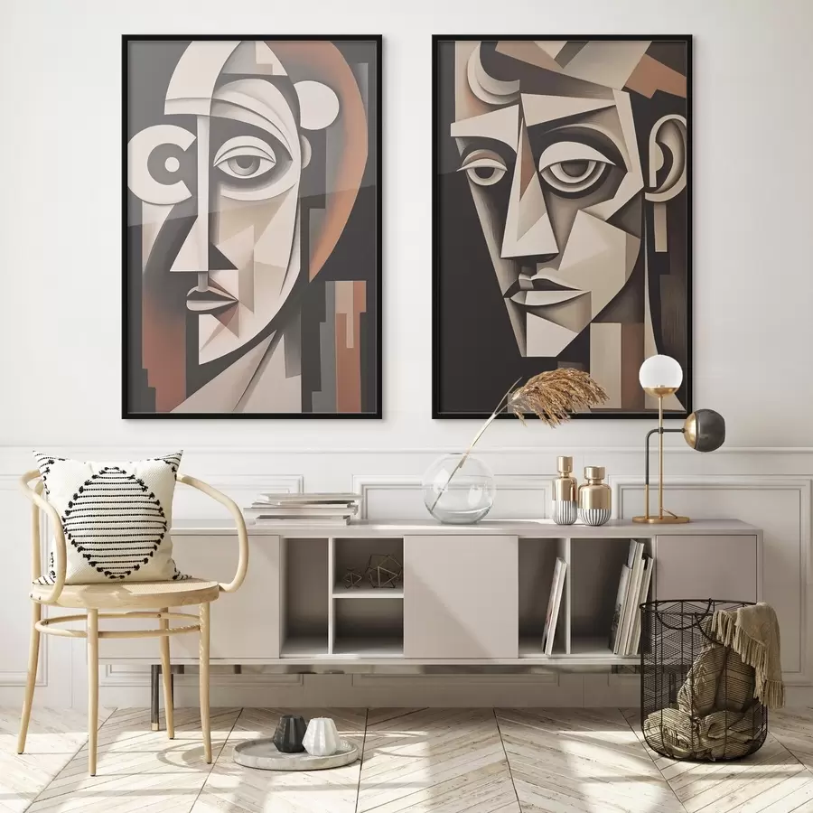 Papier peint Portraits abstraits de style cubiste d00550