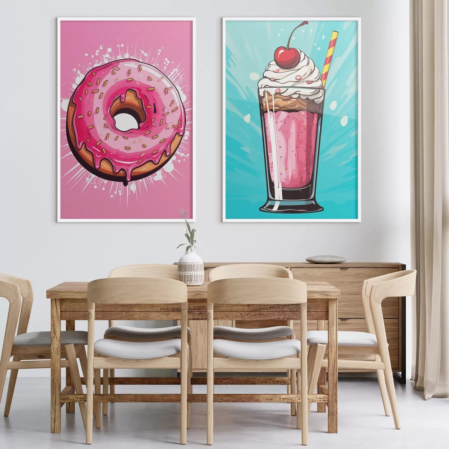 Papier peint Donut et milkshake d00553