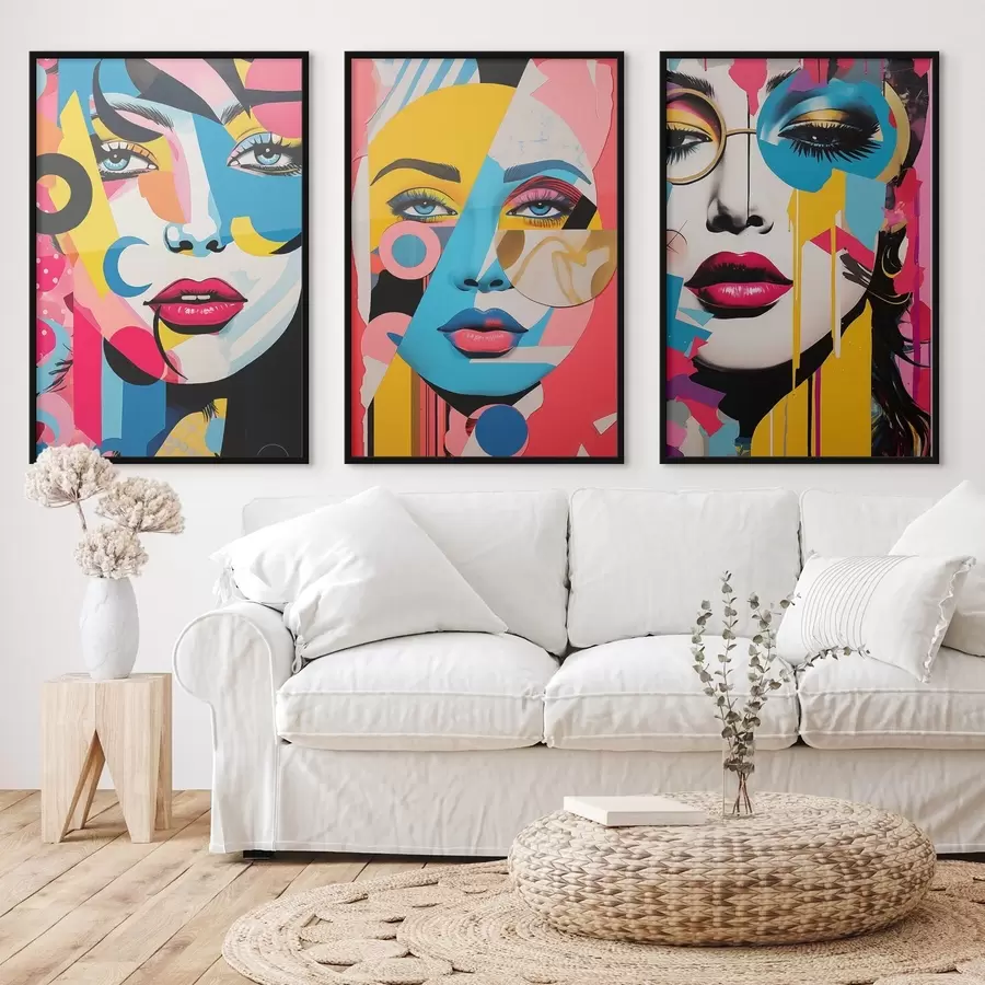 Papier peint Abstraction de visages colorés d00557
