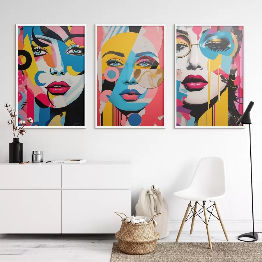 Papier peint Abstraction de visages colorés d00557