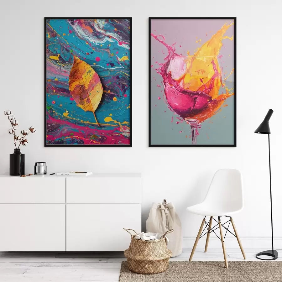 Papier peint Abstraction expressive avec des éléments de la nature et des boissons d00570