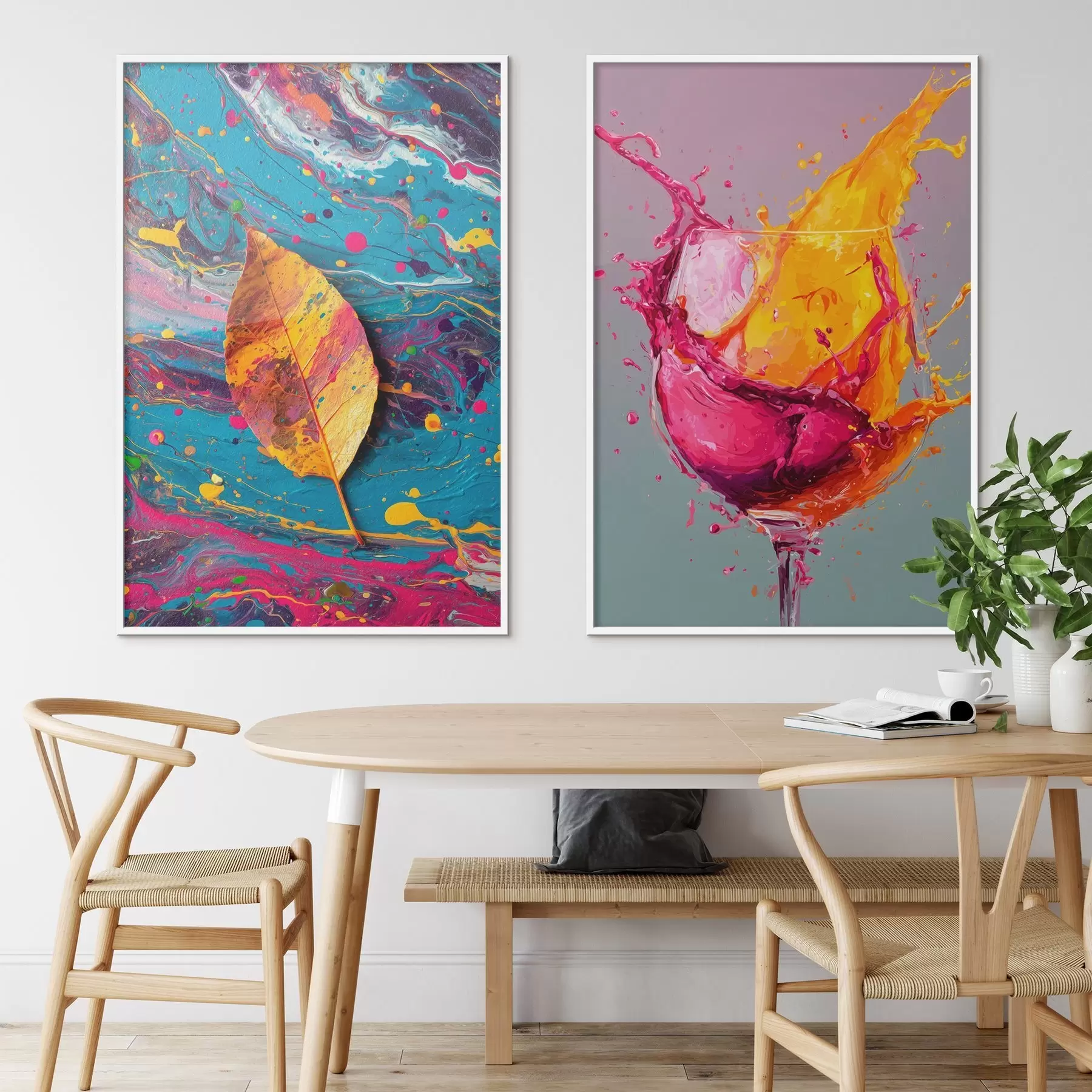 Papier peint Abstraction expressive avec des éléments de la nature et des boissons d00570