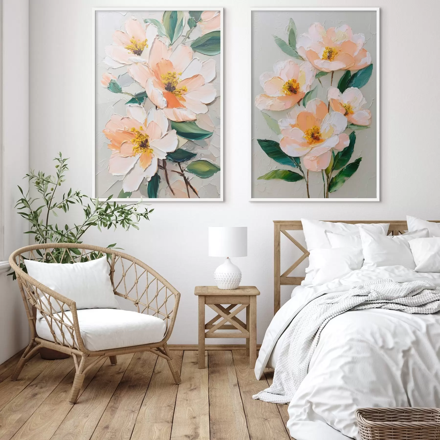Papier peint Peinture à l'emporte-pièce combinant un grand bouquet et des fleurs individuelles d00579