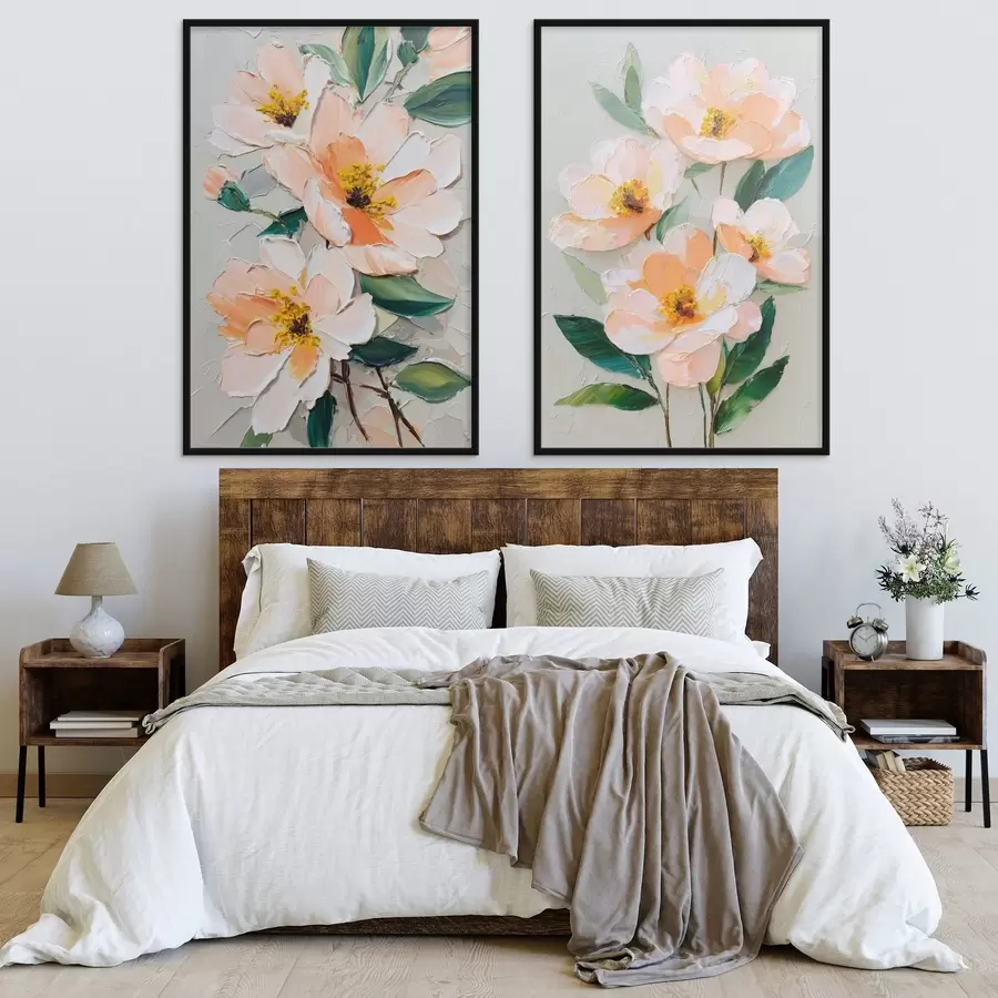 Papier peint Peinture à l'emporte-pièce combinant un grand bouquet et des fleurs individuelles d00579