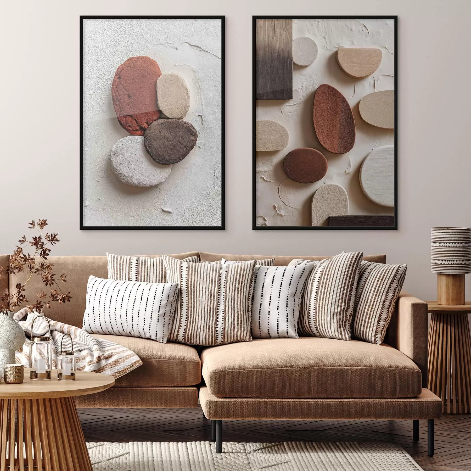 Papier peint Compositions abstraites avec des formes géométriques volumétriques sur un fond texturé d00597