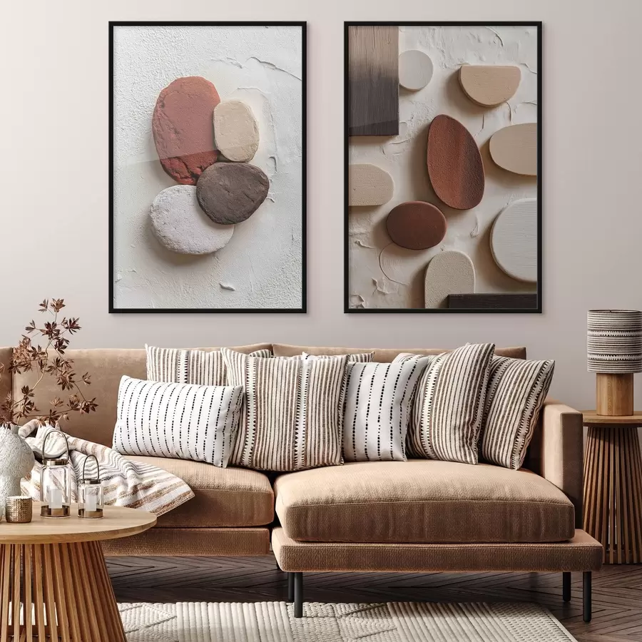 Papier peint Compositions abstraites avec des formes géométriques volumétriques sur un fond texturé d00597