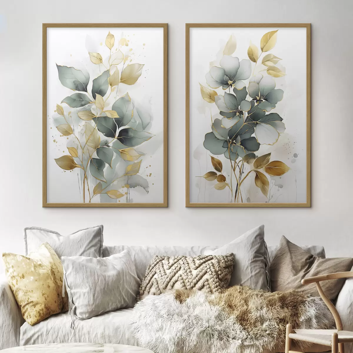 Poster Fleurs aux feuilles dorées d00610