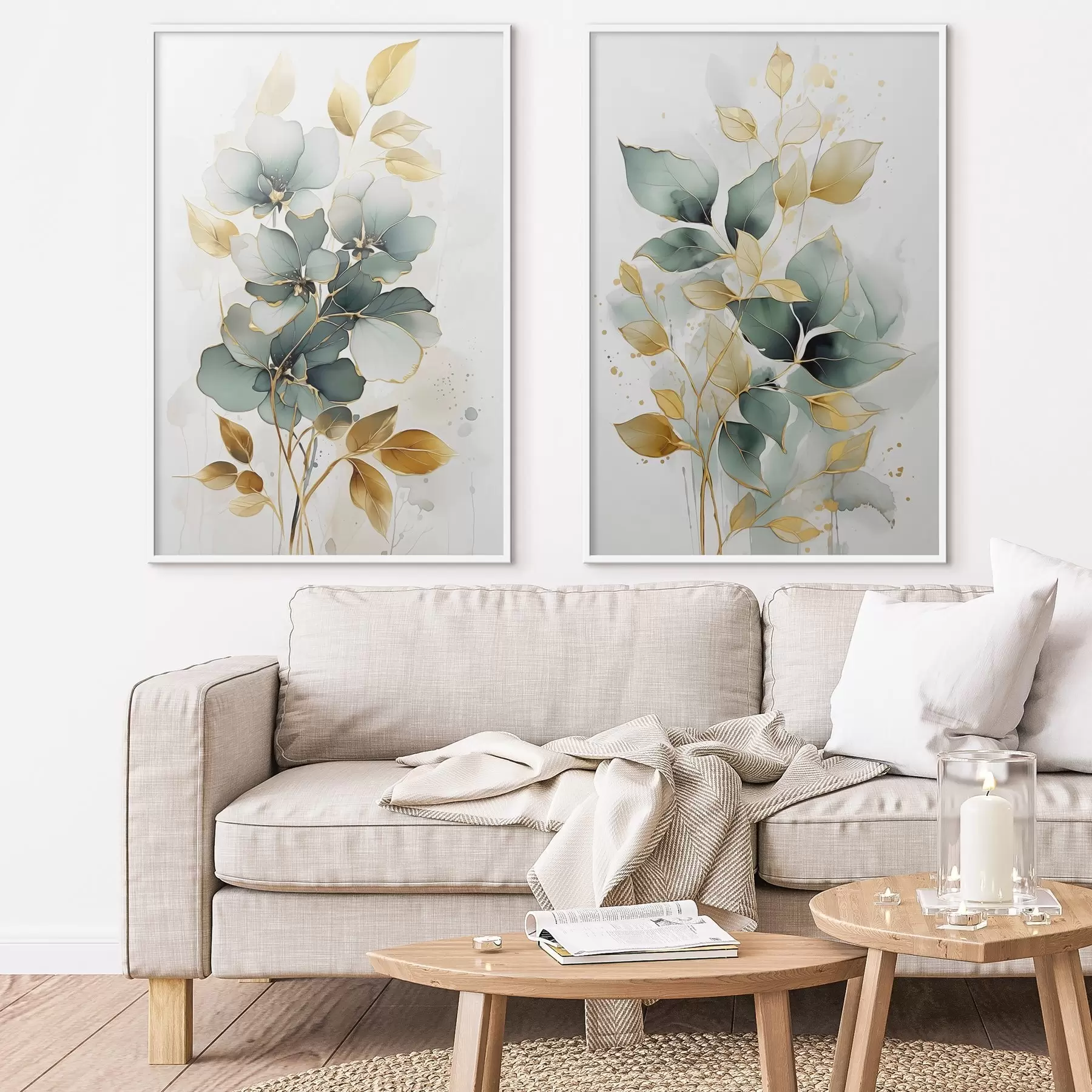 Papier peint Branches abstraites avec feuilles d00610