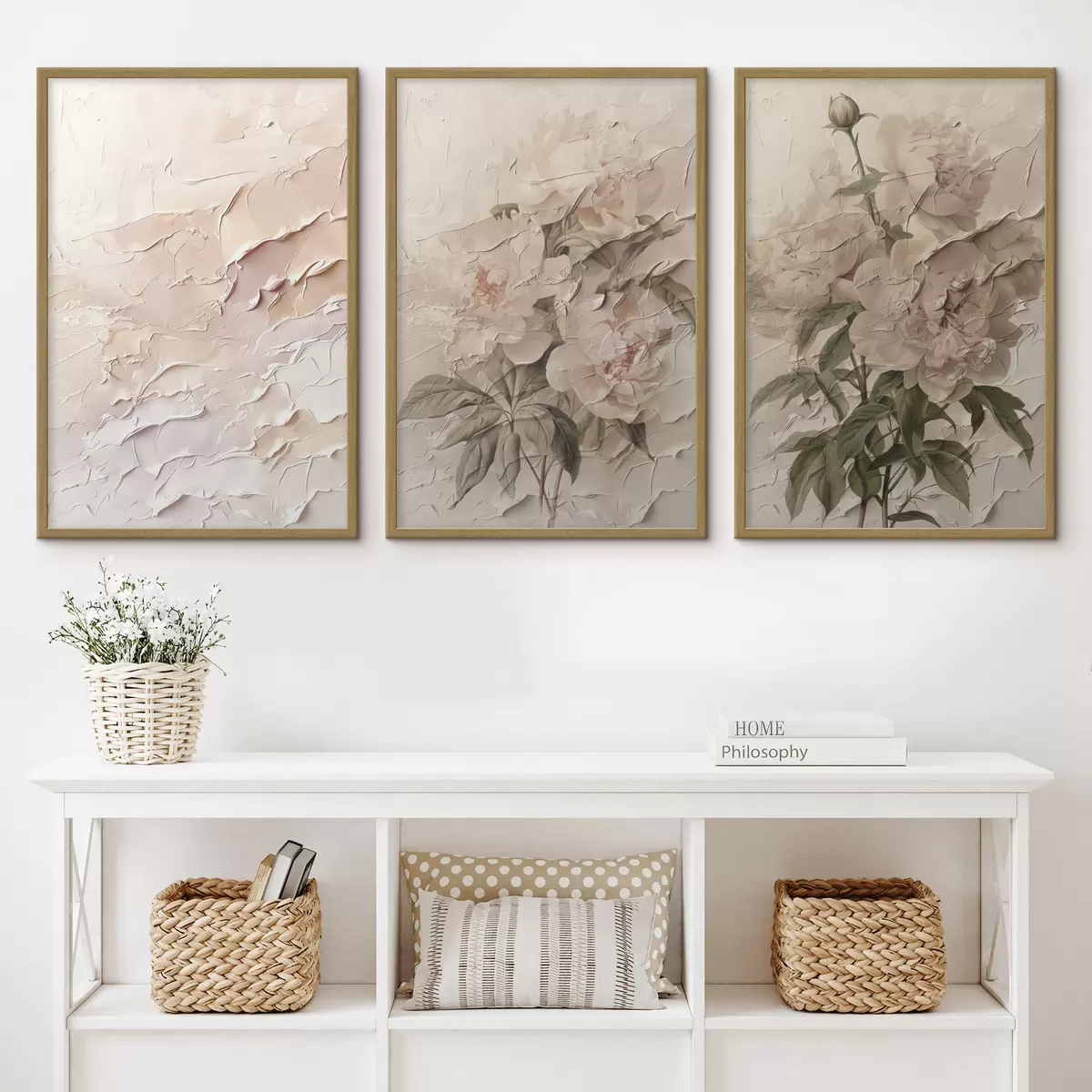 Poster Bouquet de pivoines et effet de peinture d00616