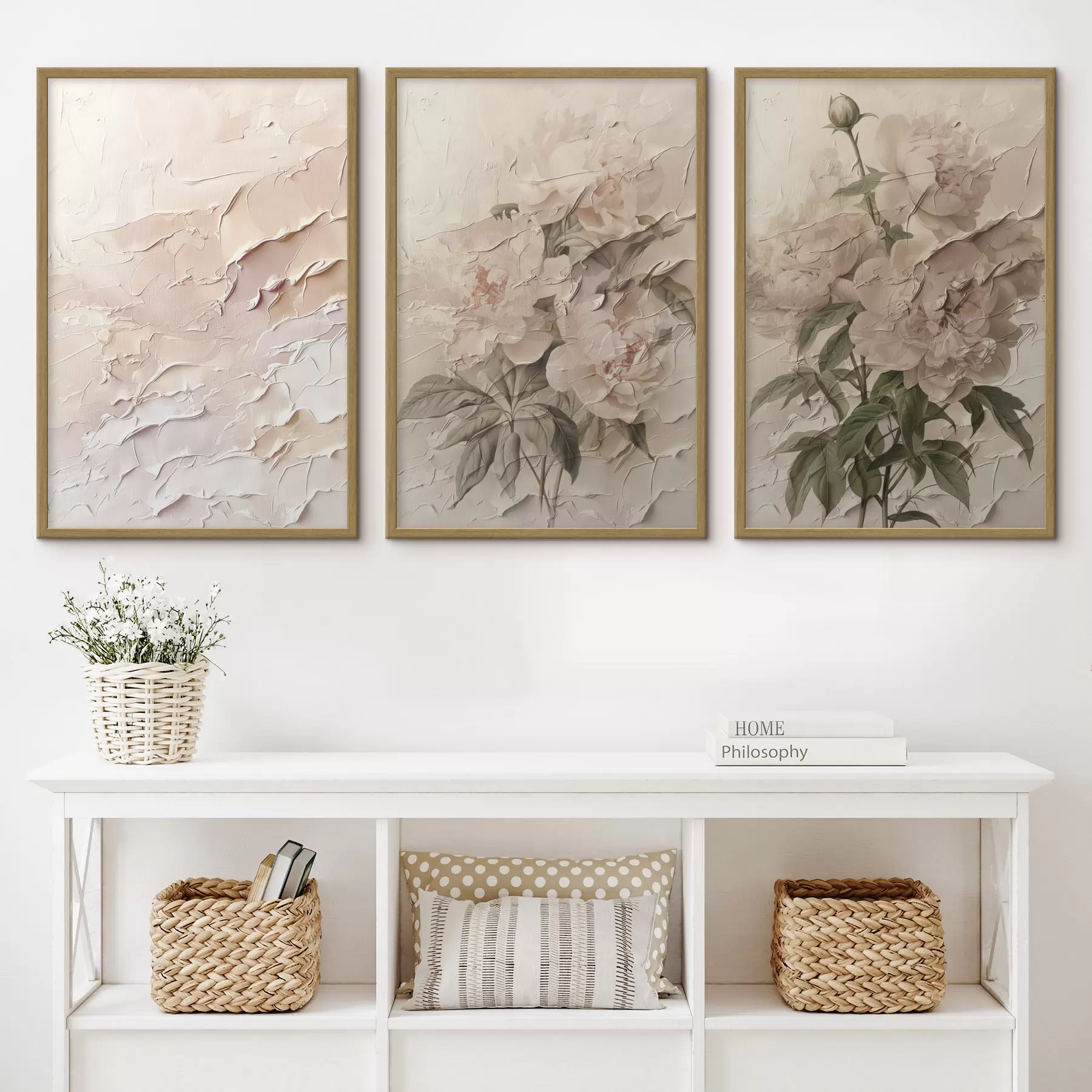 Papier peint Bouquet de pivoines et effet de peinture d00616