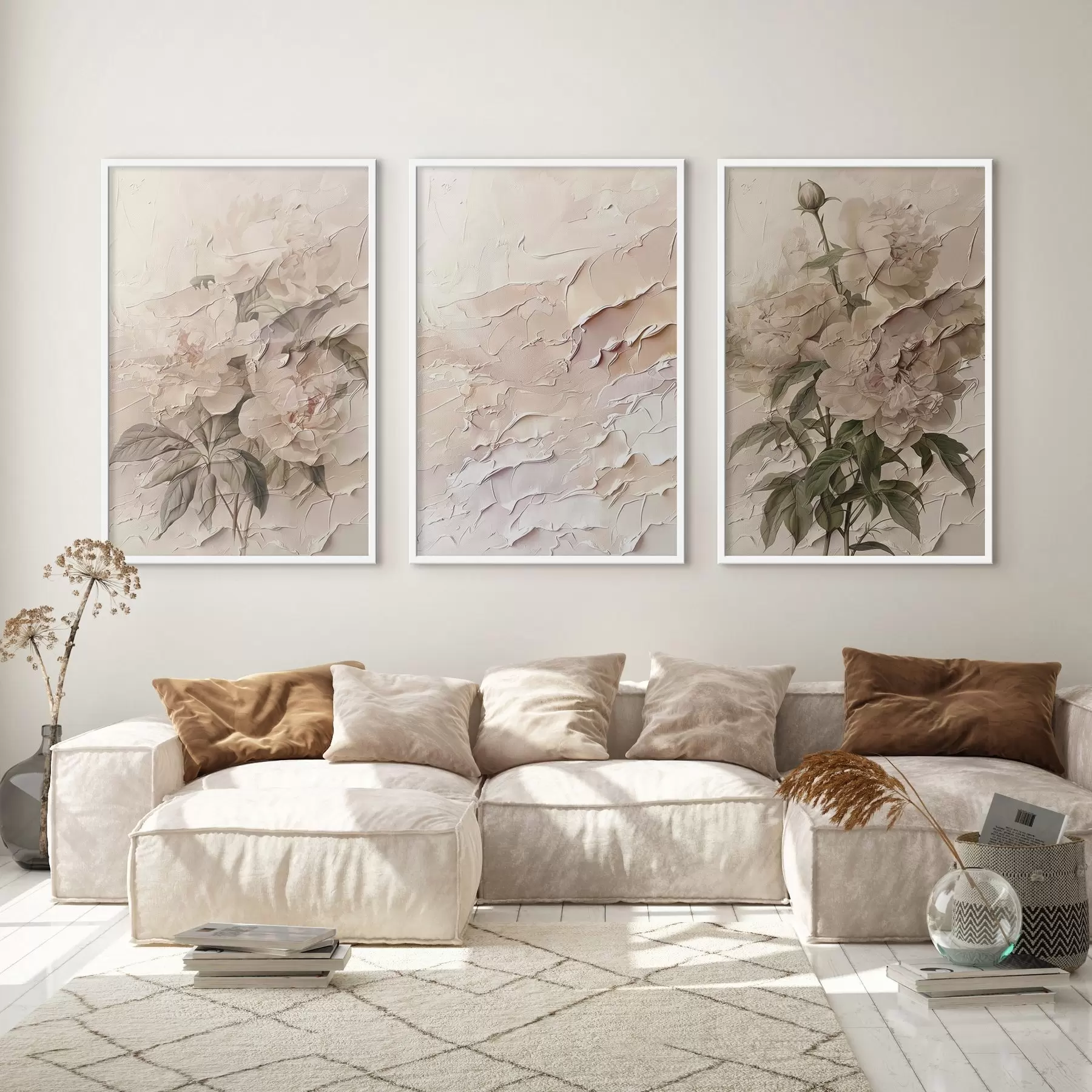 Papier peint Bouquet de pivoines et effet de peinture d00616