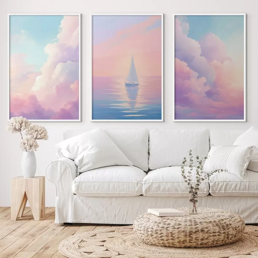 Papier peint Voilier en mer sur fond de nuages d00619