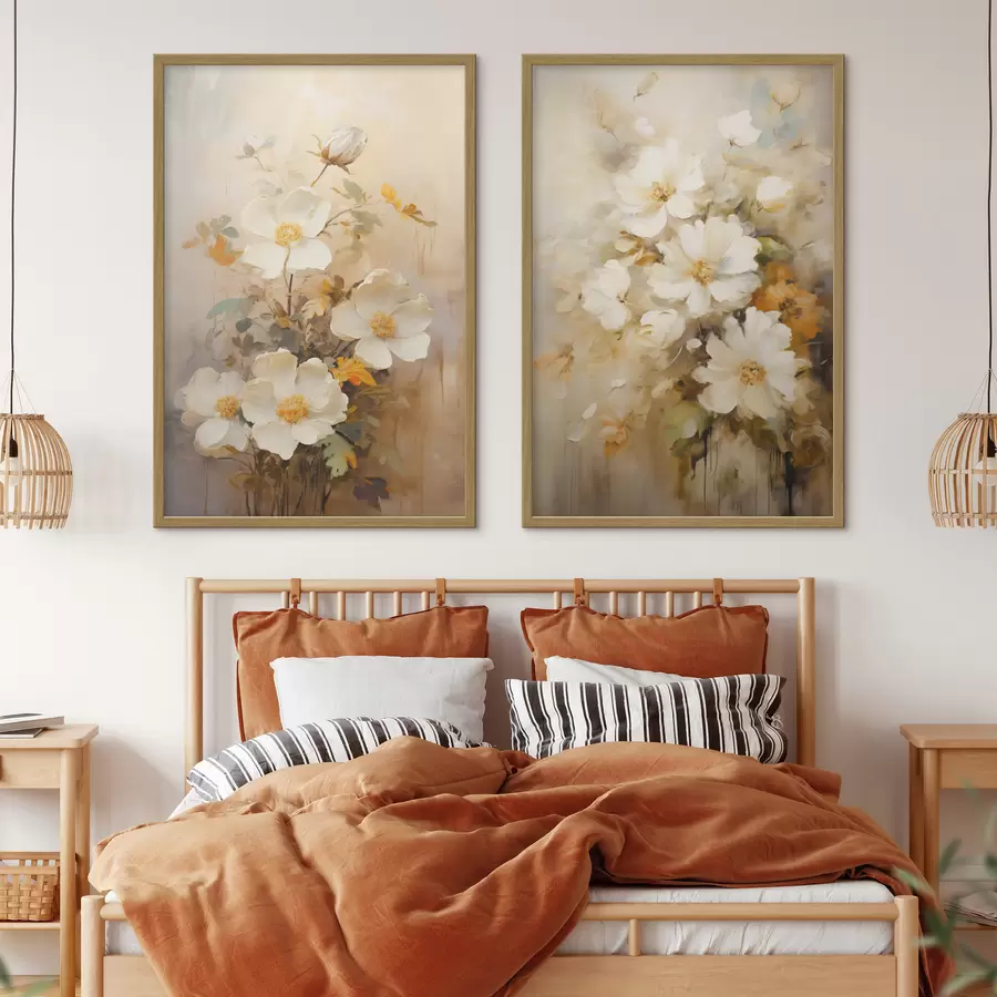Papier peint Fleurs sauvages : composition décorative avec des peintures floues d00635