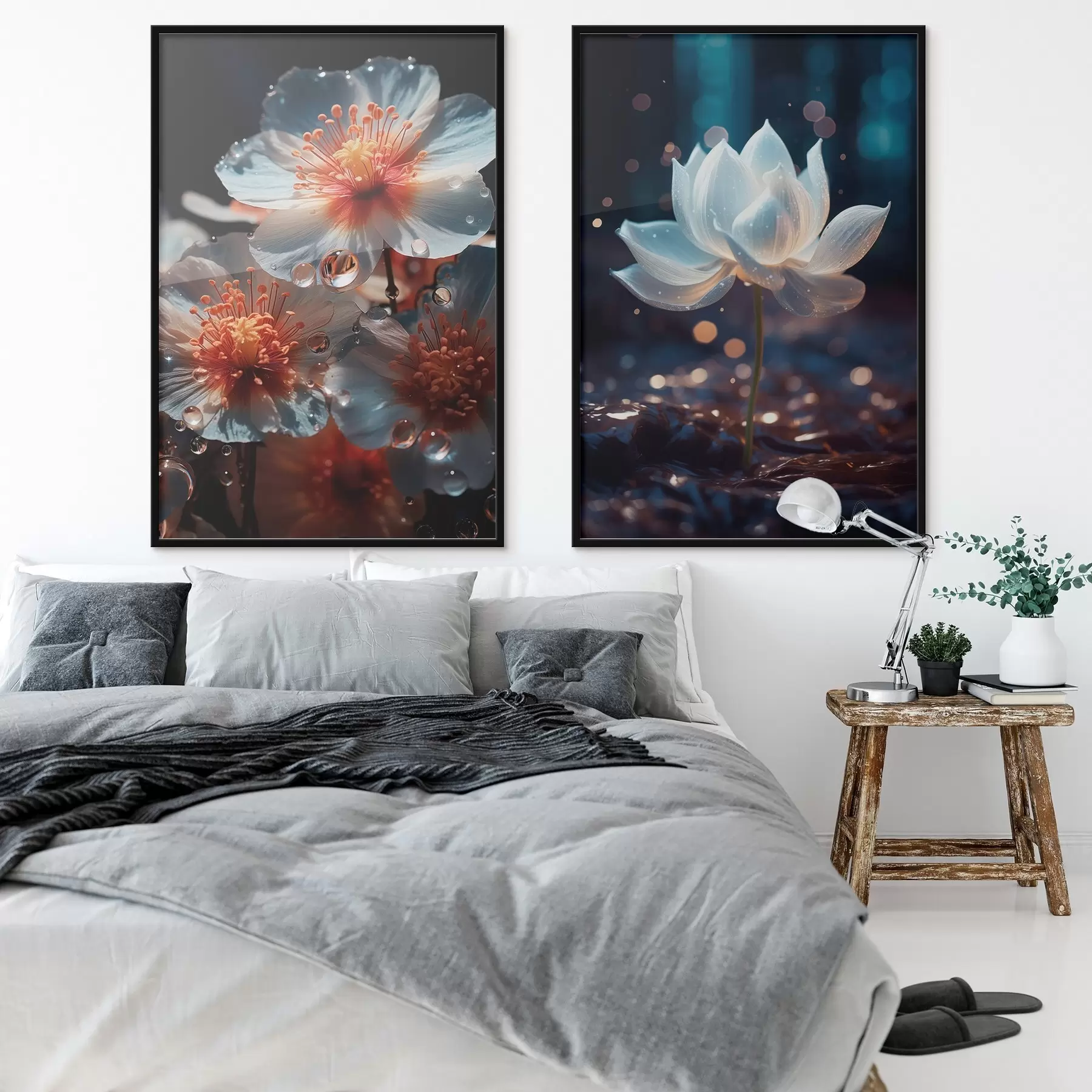 Papier peint Fleurs d'eau : composition avec des lotus d00641