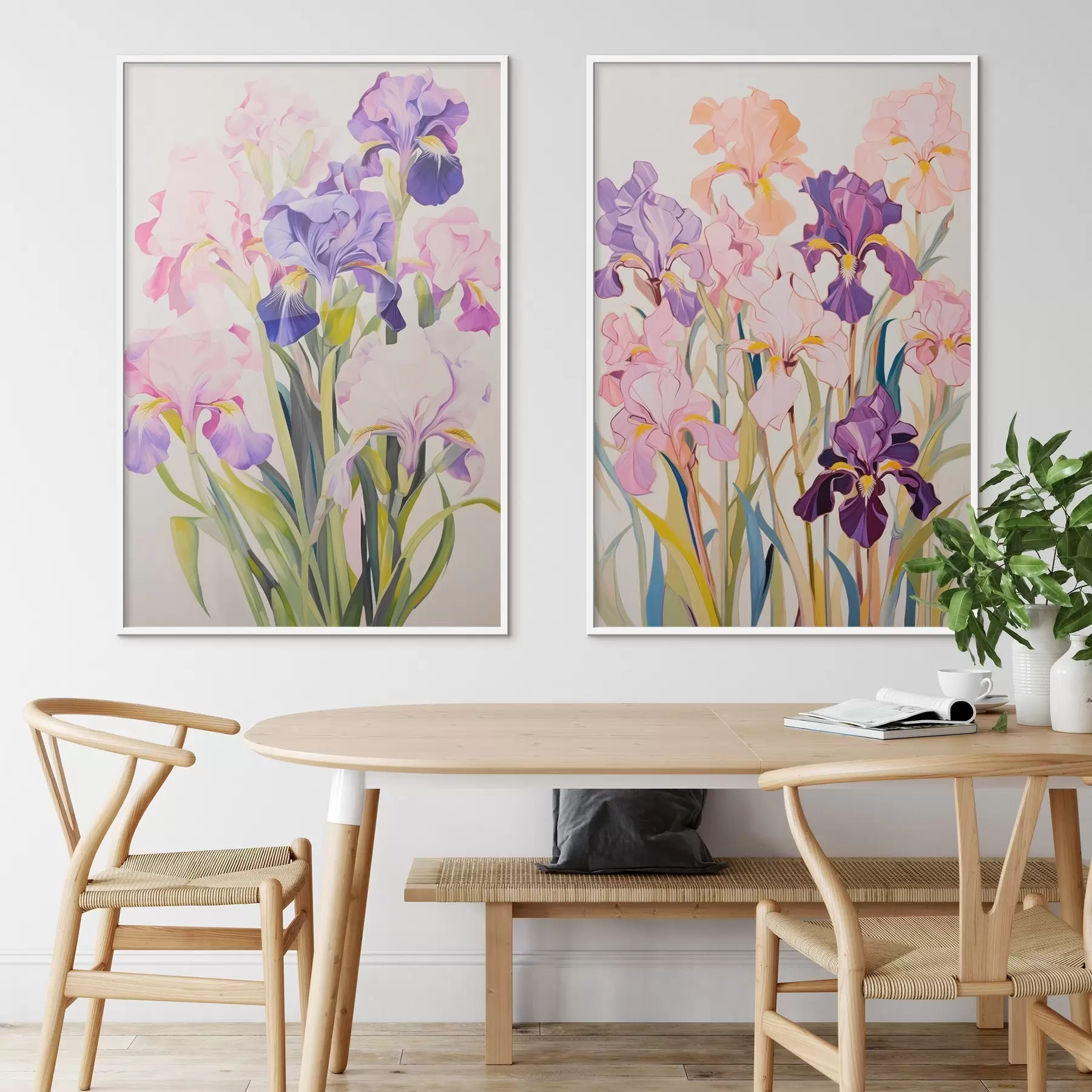 Papier peint Iris dans des tons pastel sur un fond clair d00660