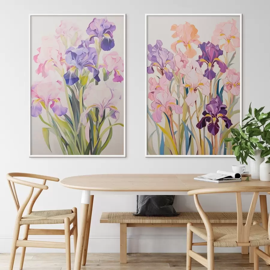 Papier peint Iris dans des tons pastel sur un fond clair d00660