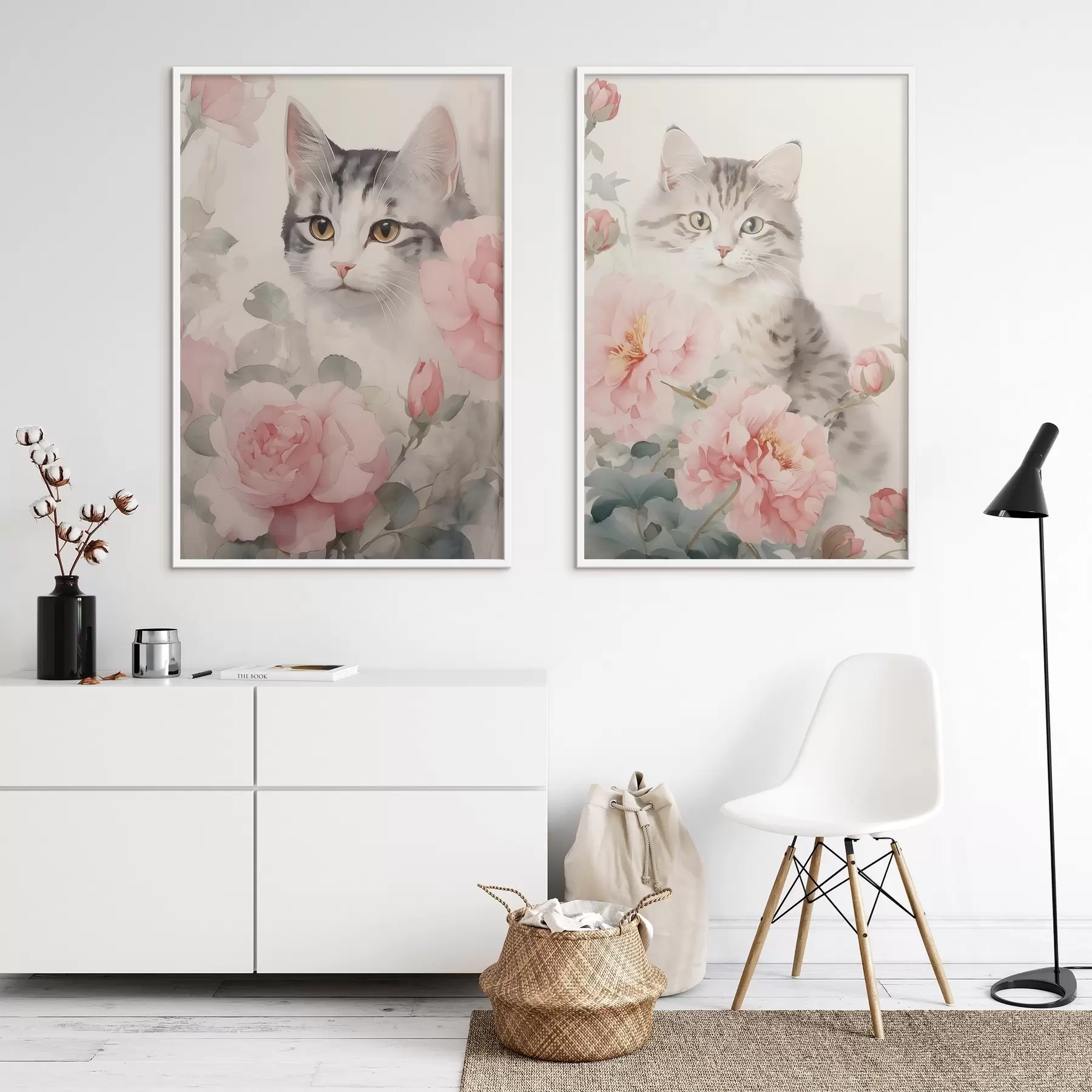 Papier peint Chat parmi les fleurs d00676