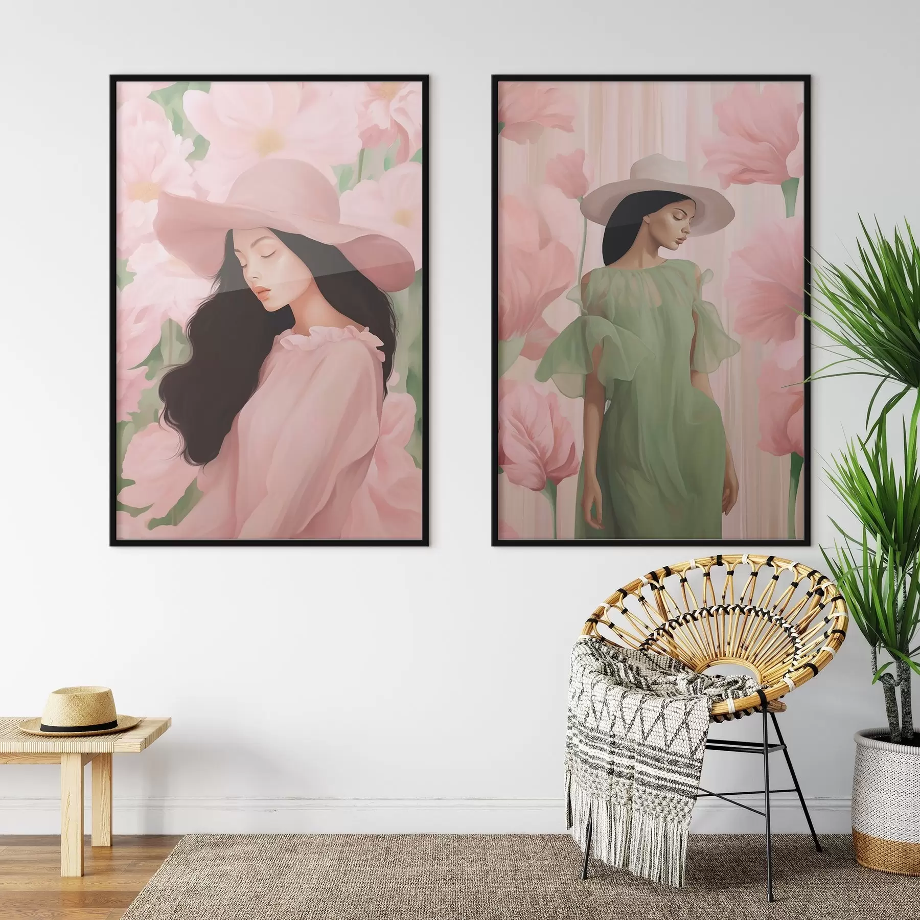 Papier peint Fille au chapeau d00678