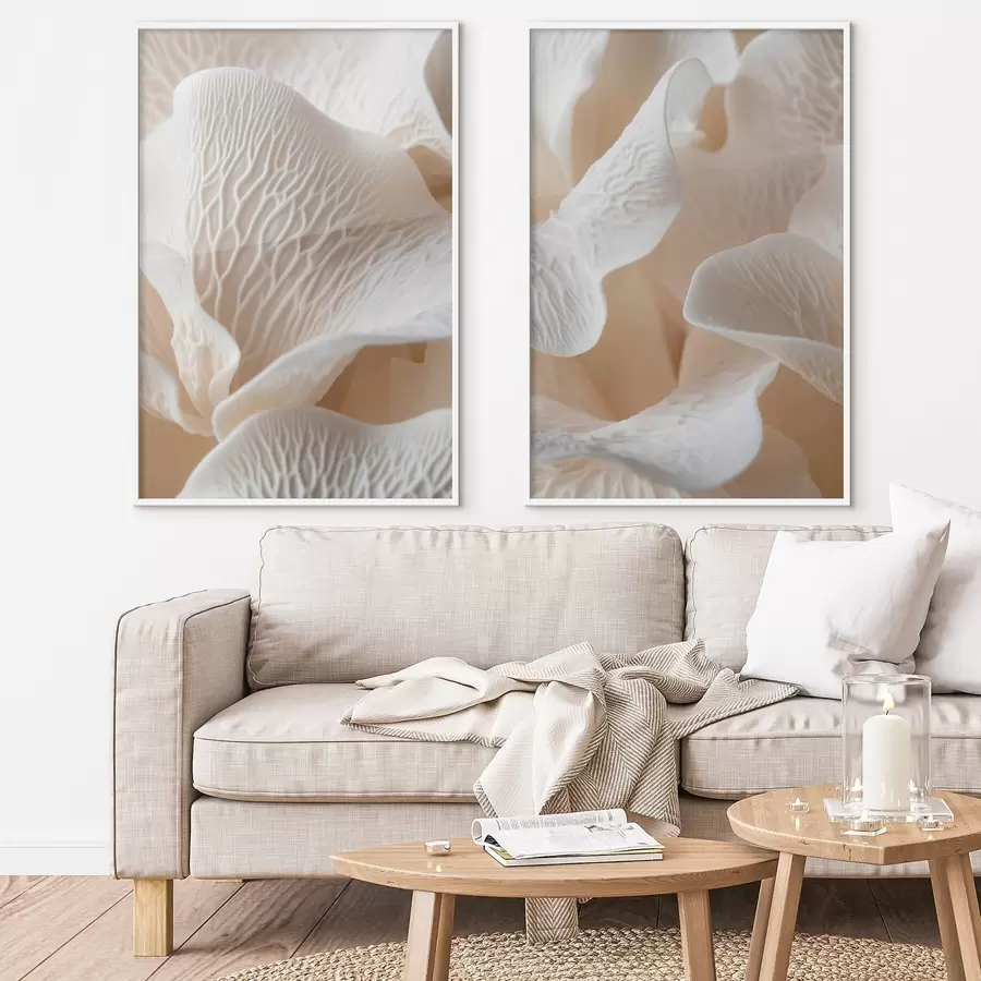 Papier peint pétales avec des nervures dans les tons beiges d00697