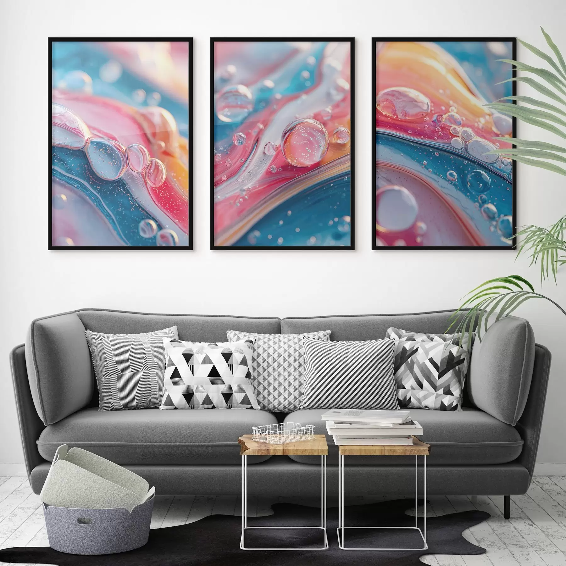 Papier peint vagues multicolores avec des bulles d00698