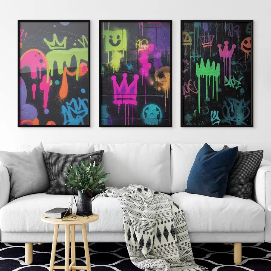 Papier peint graffiti lumineux sur fond sombre d00703