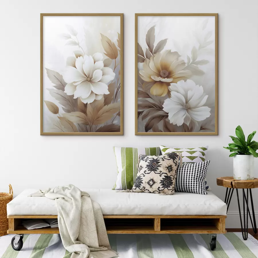 Papier peint Fleurs avec feuilles d00712