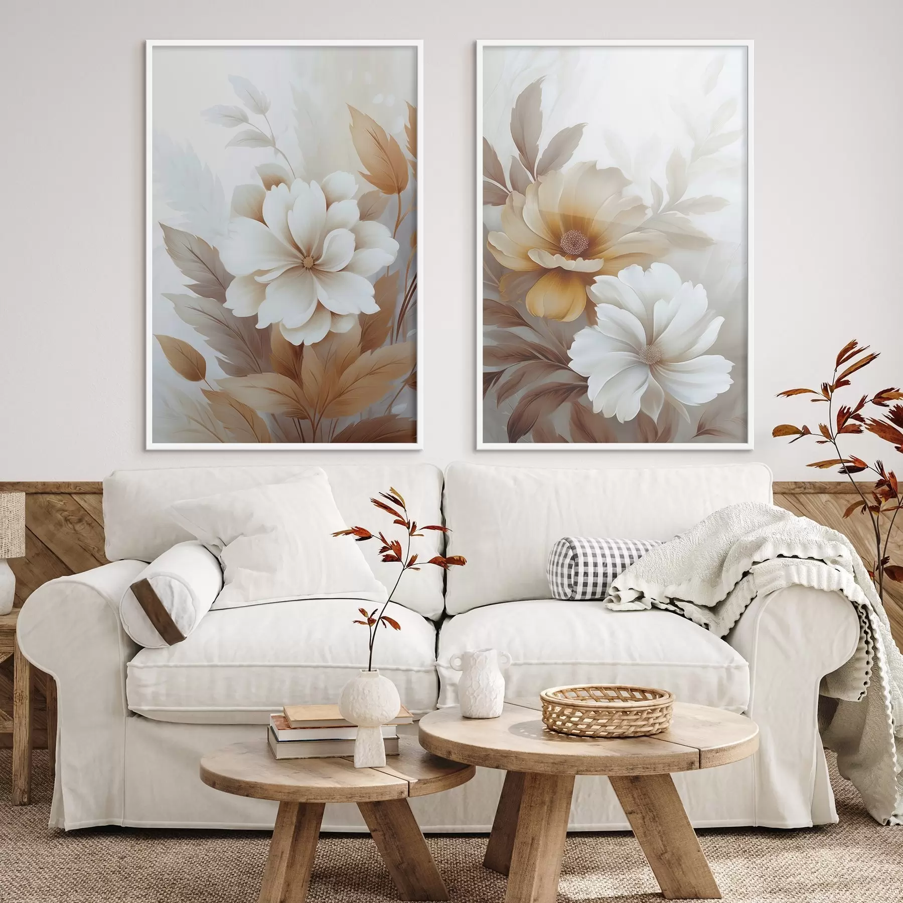 Papier peint Fleurs avec feuilles d00712