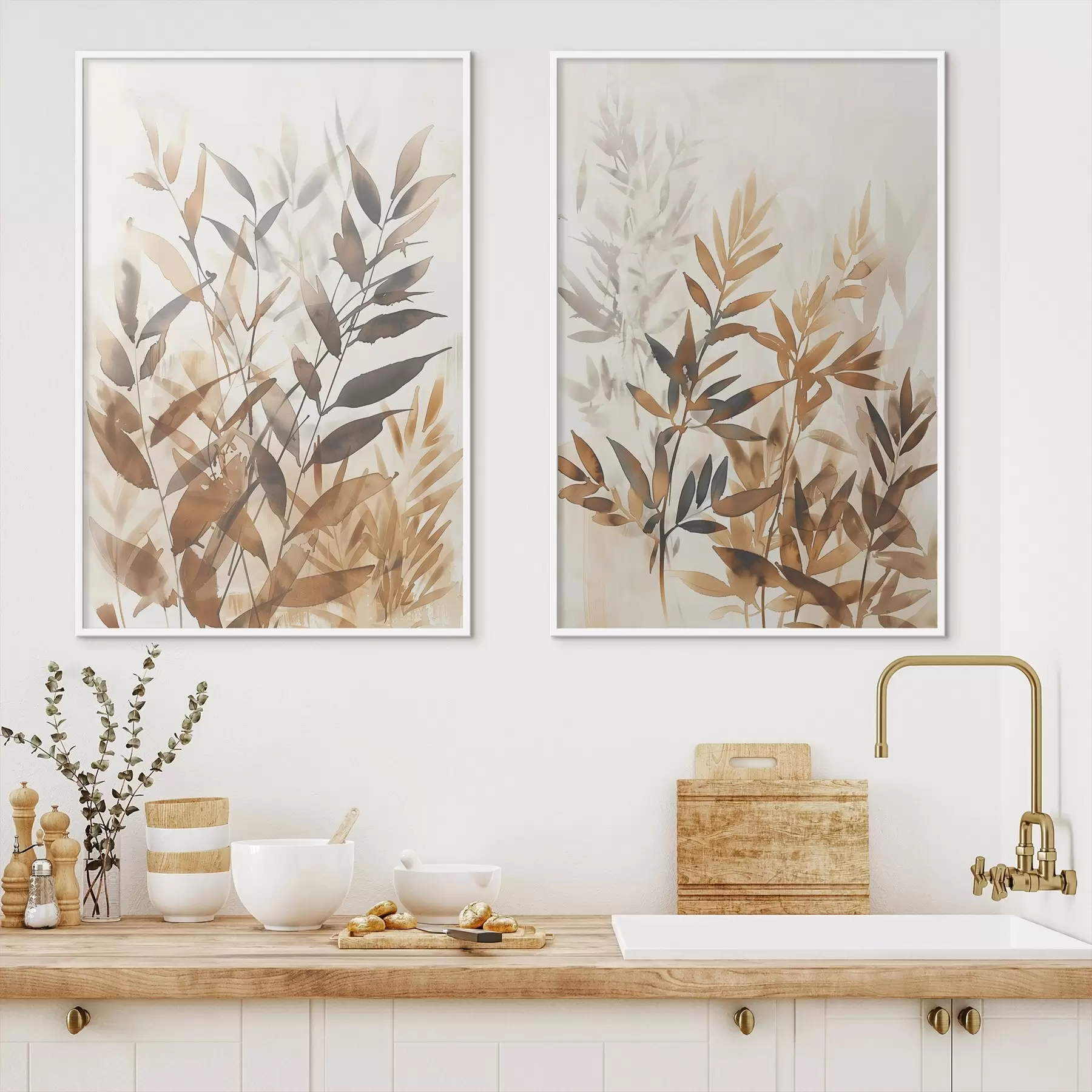 Papier peint Branches délicates de feuilles d00715