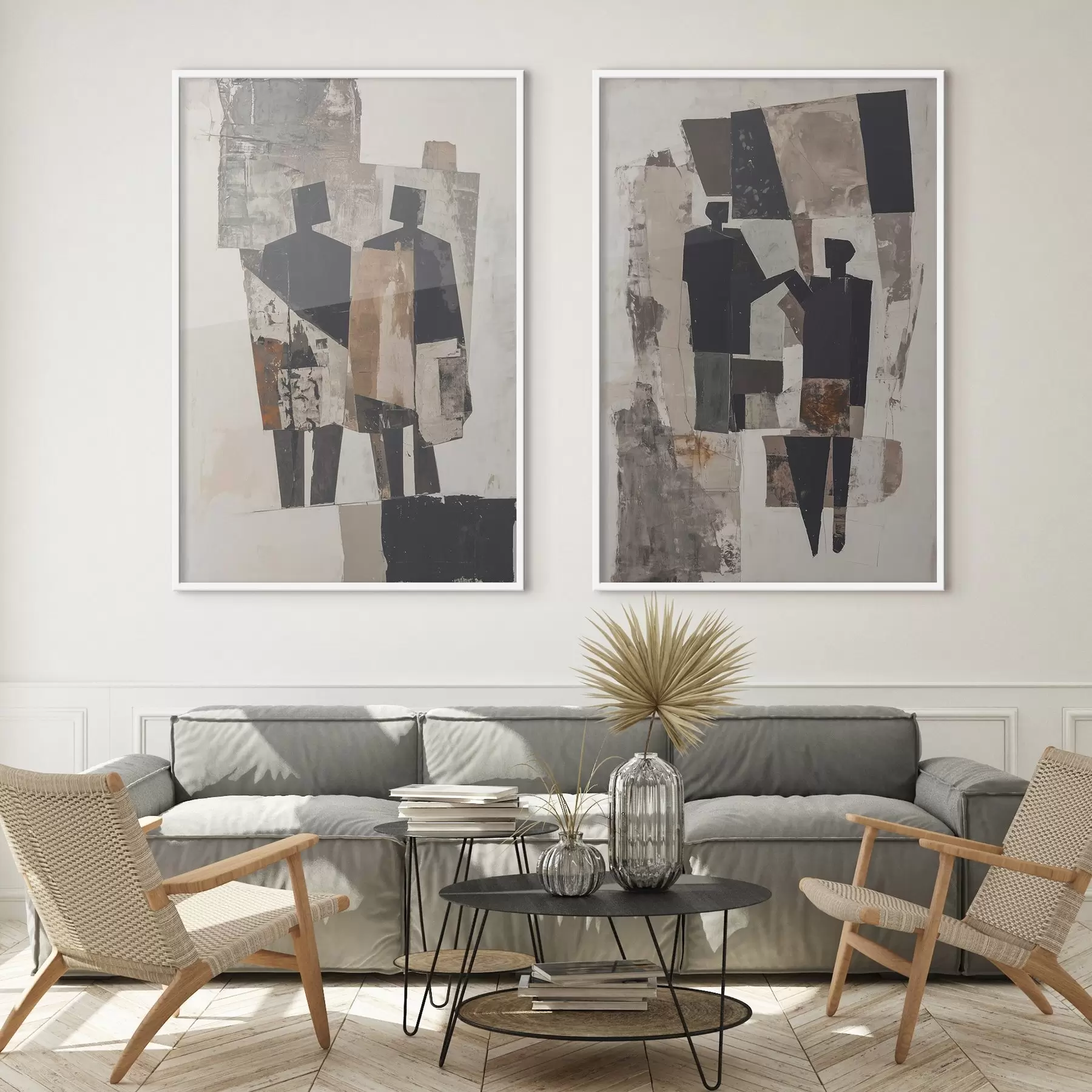 Papier peint Abstraction avec des silhouettes d00716