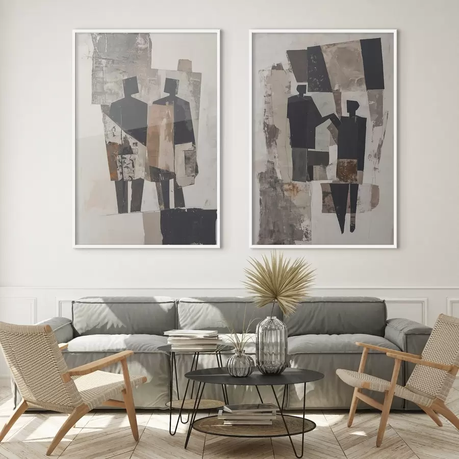 Papier peint Abstraction avec des silhouettes d00716