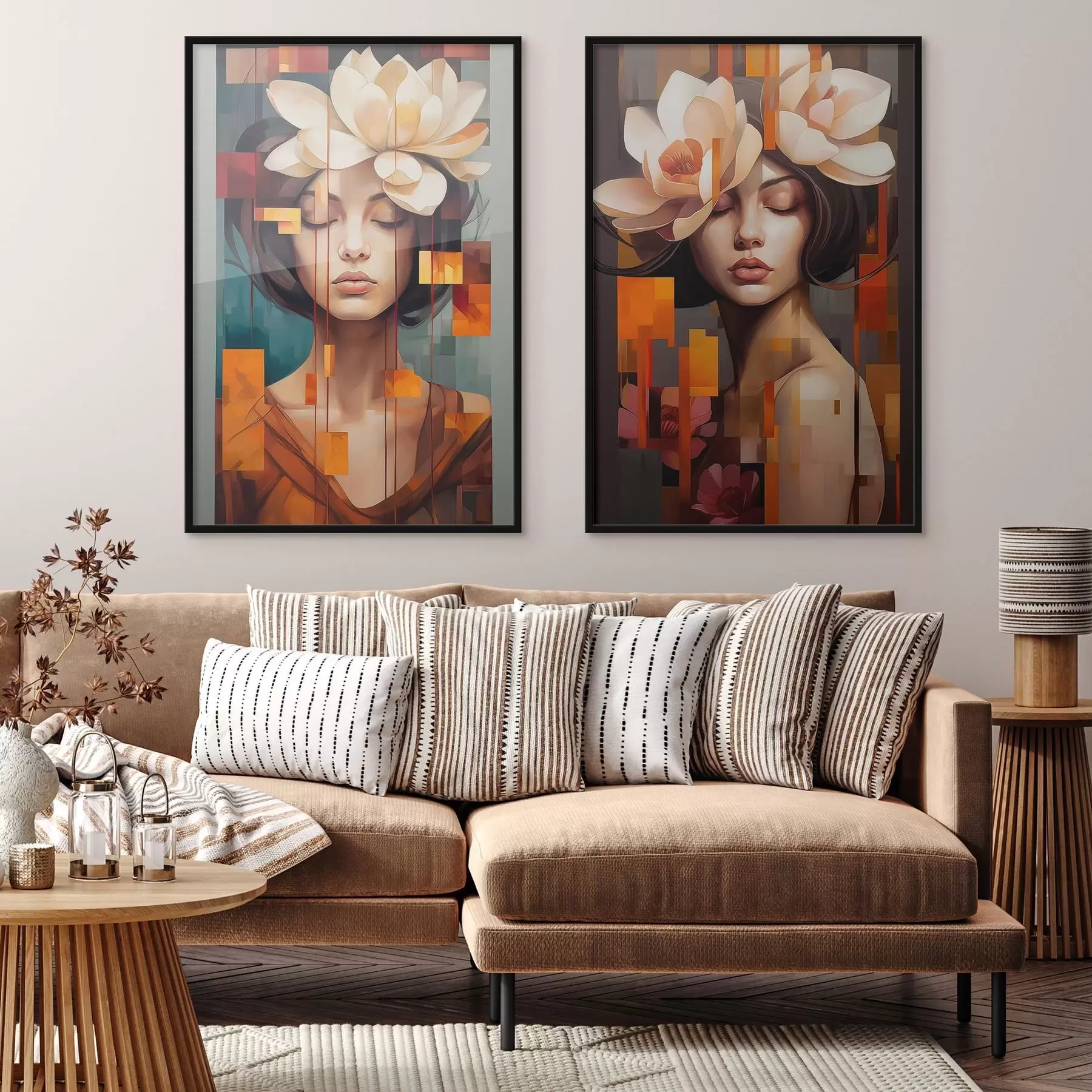 Papier peint Femme avec des fleurs d00734