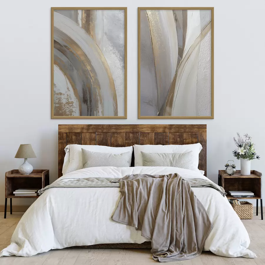 Papier peint Arcs abstraits gris et jaunes dans un style moderne d00749