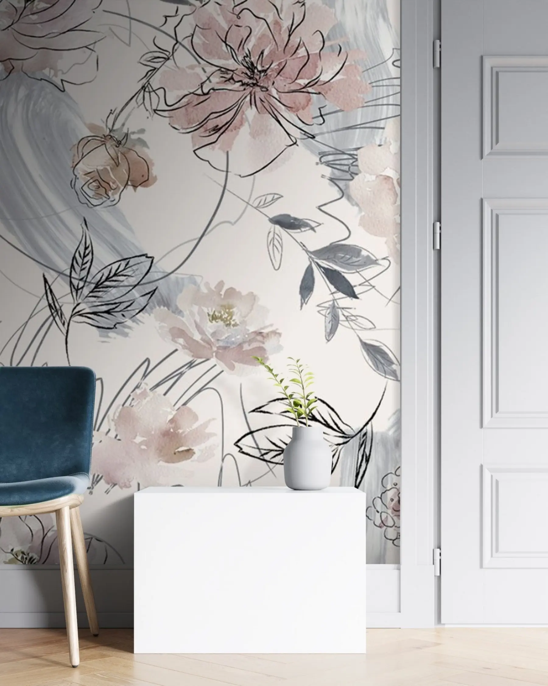 Papier peint Fleurs aquarelles u71515